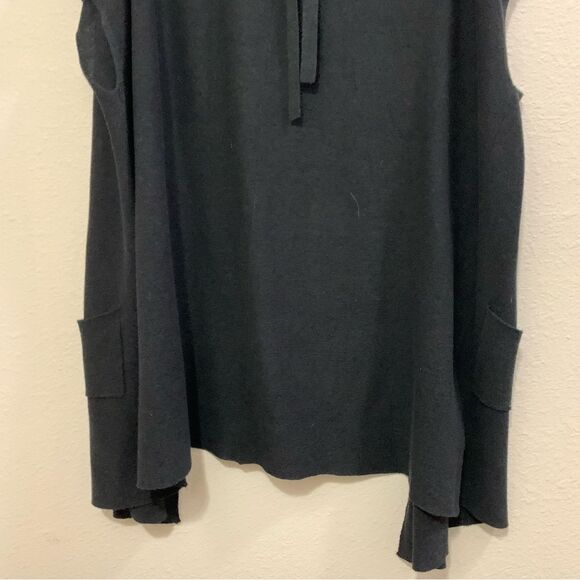 MAX STUDIO SILK BLEND HOODED CAPE WOMENS OS BLACK OPEN KNIT OPEN FRONT. - Picture 7 of 13